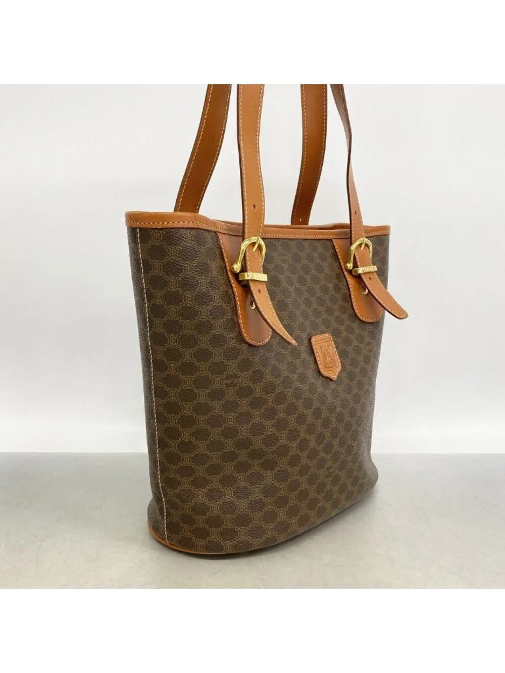 Celine Tote Bag Macadam Brown Gold